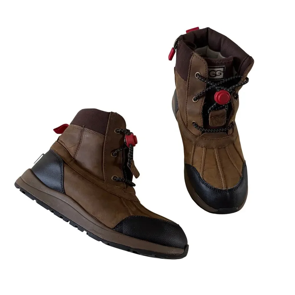 UGG Kids Turlock Weather Boot Waterproof Leather Fleece Lined Boys Sz 4